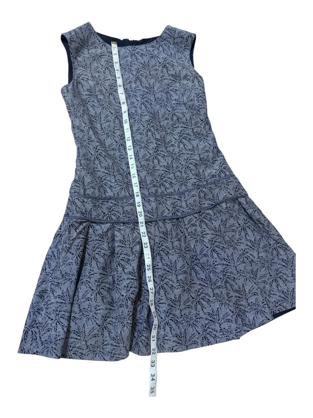 J. Crew Sleeveless Dusty Blue Textured Fit-and-Flare Mini Dress